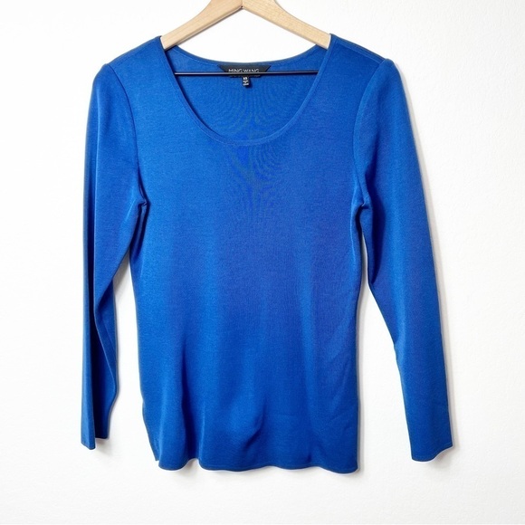 Ming Wang Tops - MING WANG BLUE WOMEN LONG SLEEVE BLOUSE TOP SIZE XS BRAND NEW WITH TAGS